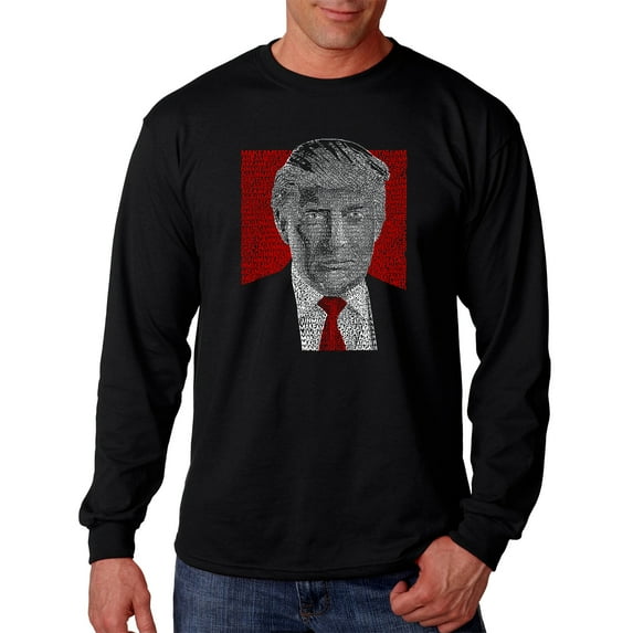 LA Pop Art Men's Word Art Long Sleeve T-shirt - TRUMP 2016 - Make America Great Again
