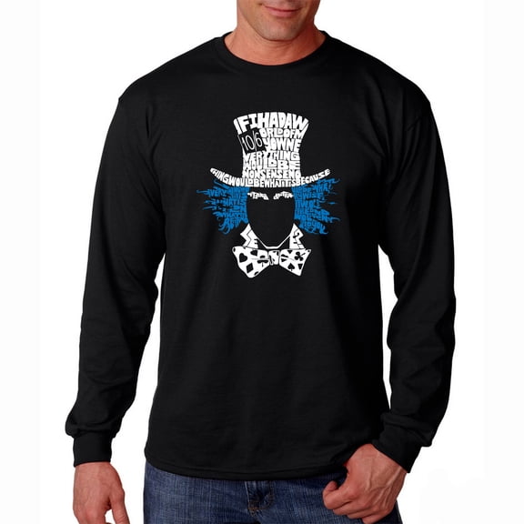 LA Pop Art Men's Word Art Long Sleeve T-shirt - The Mad Hatter