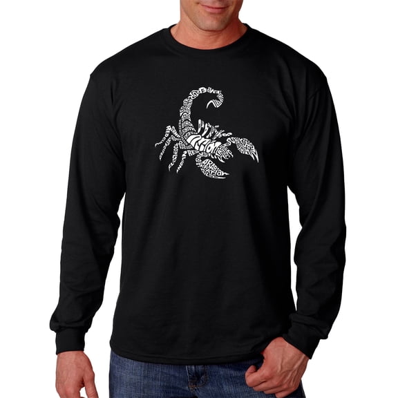 LA Pop Art Men's Word Art Long Sleeve T-shirt - Types of Scorpions