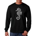 thumbnail image 1 of LA Pop Art Men's Word Art Long Sleeve T-shirt - Types of Seahorse, 1 of 2