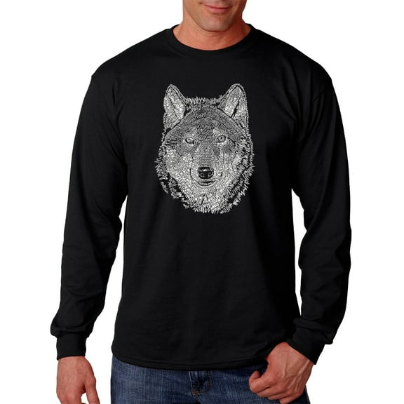 LA Pop Art Men's Word Art Long Sleeve T-shirt - Wolf