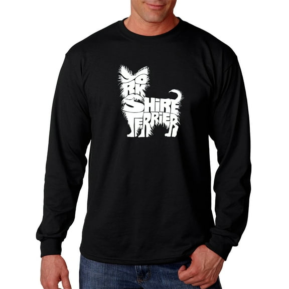 LA Pop Art Men's Word Art Long Sleeve T-shirt - Yorkie
