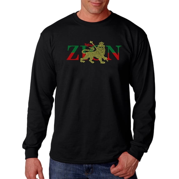 LA Pop Art Men's Word Art Long Sleeve T-shirt - Zion - One Love
