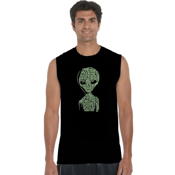 LA Pop Art Men's Word Art Sleeveless T-shirt - Alien