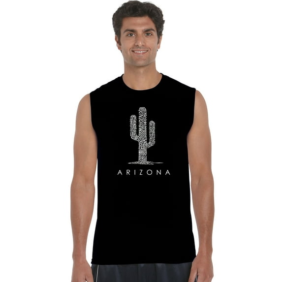 LA Pop Art Men's Word Art Sleeveless T-shirt - Arizona Cities