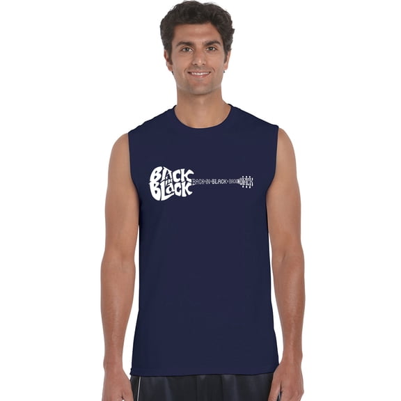 LA Pop Art Men's Word Art Sleeveless T-shirt - Back in Black