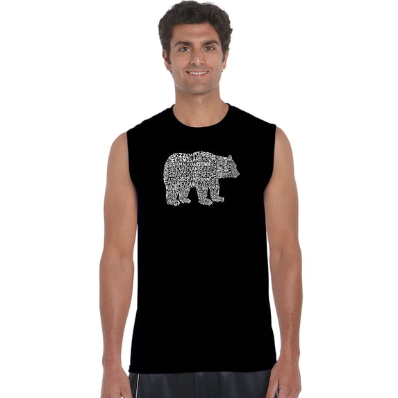 LA Pop Art Men's Word Art Sleeveless T-shirt - Bear Species