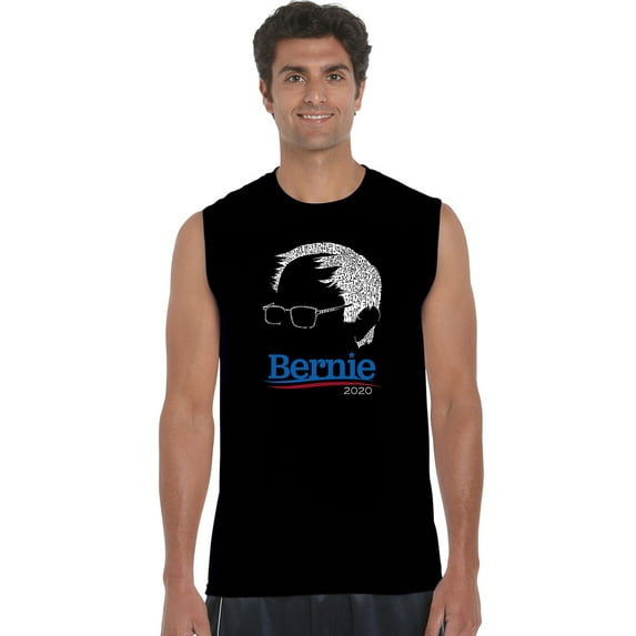LA Pop Art Men's Word Art Sleeveless T-shirt - Bernie Sanders 2020