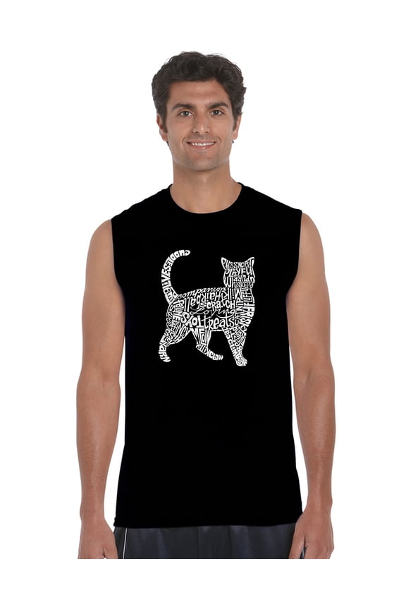 Men's Word Art Sleeveless T-shirt - Cat