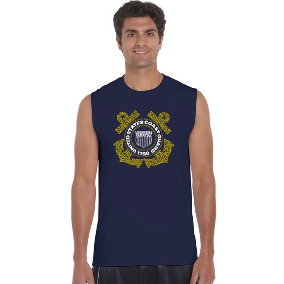 LA Pop Art Men's Word Art Sleeveless T-shirt - Coast Guard