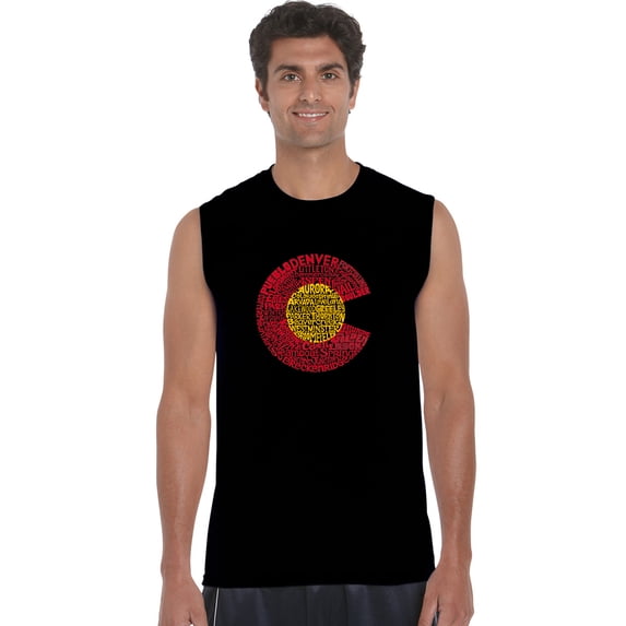 LA Pop Art Men's Word Art Sleeveless T-shirt - Colorado