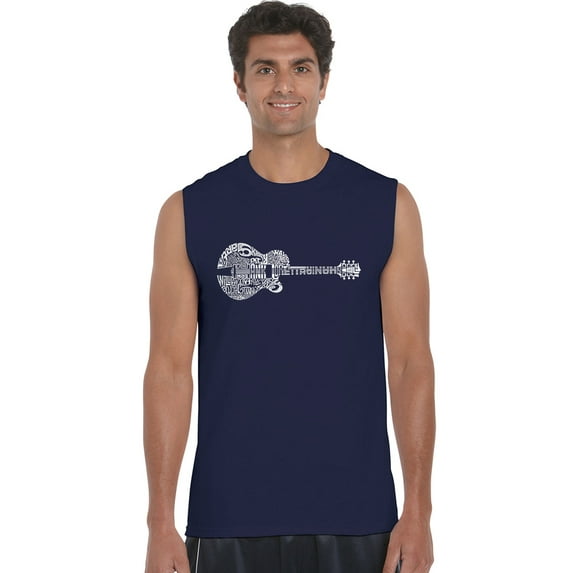 LA Pop Art Men's Word Art Sleeveless T-shirt - Country Guitar