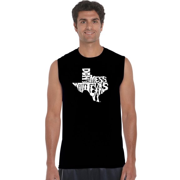 LA Pop Art Men's Word Art Sleeveless T-shirt - DONT MESS WITH TEXAS