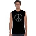thumbnail image 1 of LA Pop Art Men's Word Art Sleeveless T-shirt - Different Faiths peace sign, 1 of 2