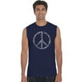 thumbnail image 1 of LA Pop Art Men's Word Art Sleeveless T-shirt - Different Faiths peace sign, 1 of 2