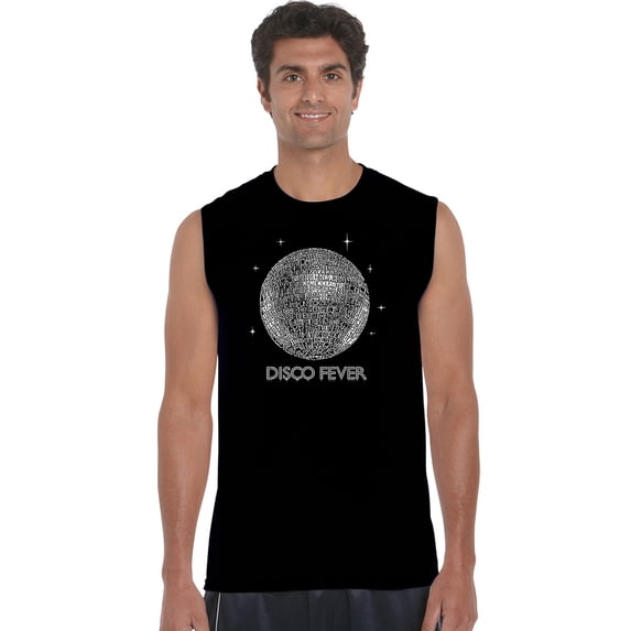 LA Pop Art Men's Word Art Sleeveless T-shirt - Disco Ball