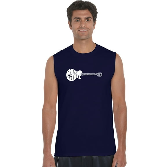 LA Pop Art Men's Word Art Sleeveless T-shirt - Don't Stop Believin'