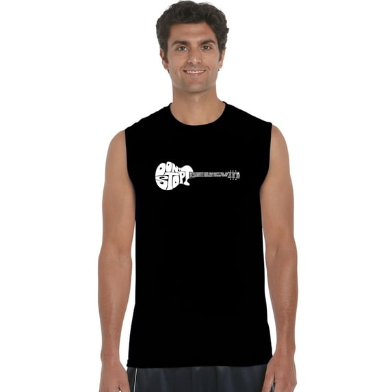 LA Pop Art Men's Word Art Sleeveless T-shirt - Don't Stop Believin'