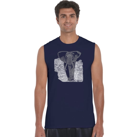 LA Pop Art Men's Word Art Sleeveless T-shirt - ELEPHANT