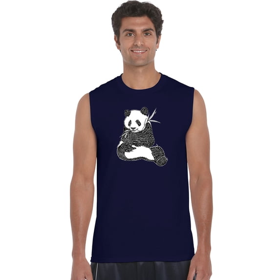 LA Pop Art Men's Word Art Sleeveless T-shirt - ENDANGEBlue SPECIES