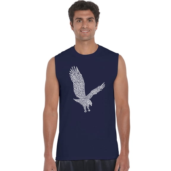 LA Pop Art Men's Word Art Sleeveless T-shirt - Eagle