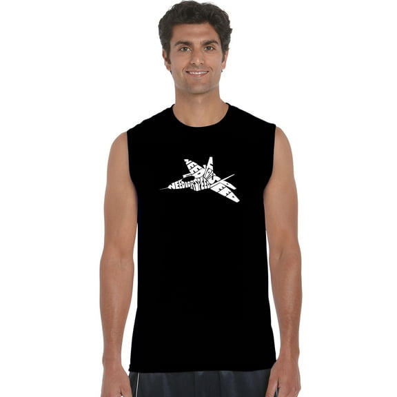 LA Pop Art Men's Word Art Sleeveless T-shirt - FIGHTER JET - NEED FOR SPEED