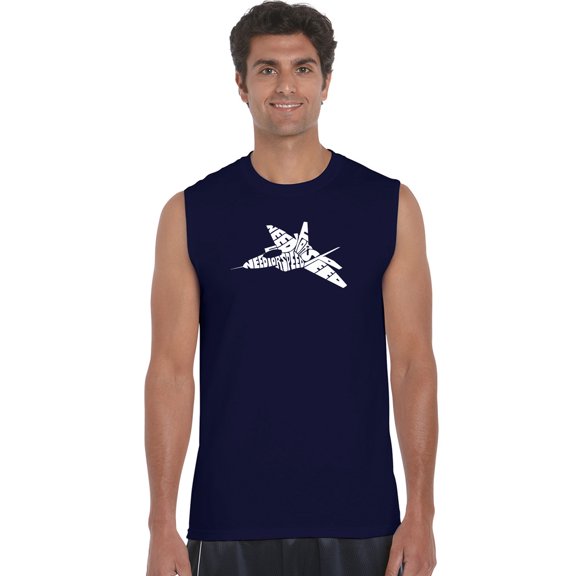 LA Pop Art Men's Word Art Sleeveless T-shirt - FIGHTER JET - NEED FOR SPEED