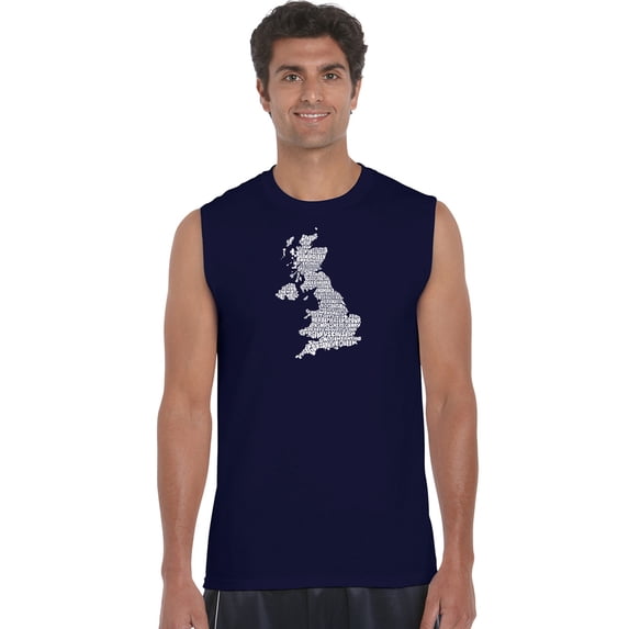 LA Pop Art Men's Word Art Sleeveless T-shirt - GOD SAVE THE QUEEN
