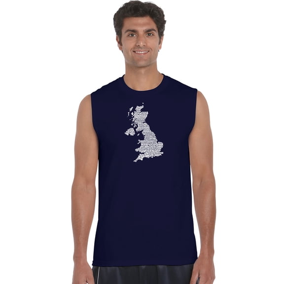 LA Pop Art Men's Word Art Sleeveless T-shirt - GOD SAVE THE QUEEN