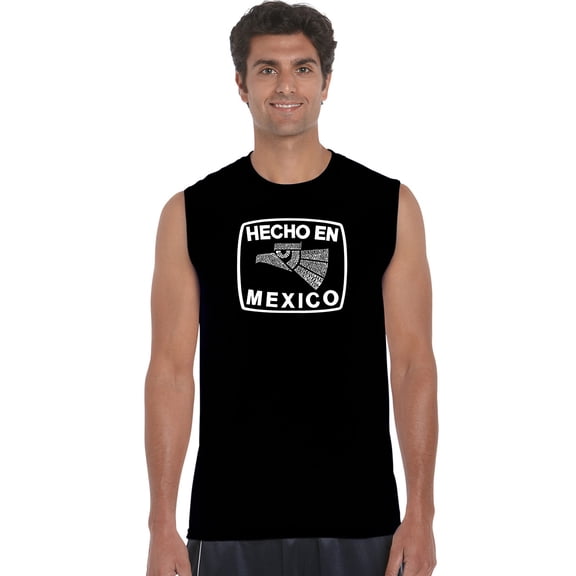 LA Pop Art Men's Word Art Sleeveless T-shirt - HECHO EN MEXICO