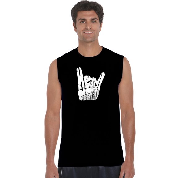 LA Pop Art Men's Word Art Sleeveless T-shirt - Heavy Metal