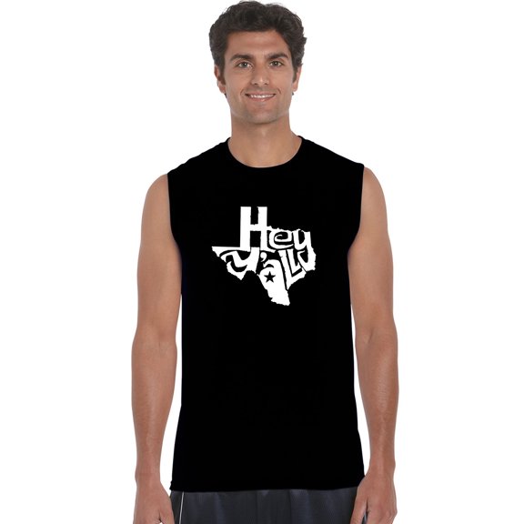 LA Pop Art Men's Word Art Sleeveless T-shirt - Hey Yall