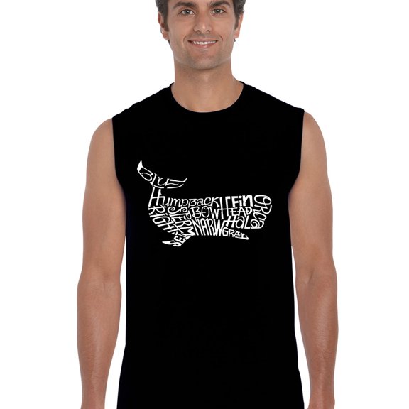 LA Pop Art Men's Word Art Sleeveless T-shirt - Humpback Whale