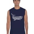 thumbnail image 1 of LA Pop Art Men's Word Art Sleeveless T-shirt - Humpback Whale, 1 of 2