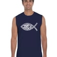 thumbnail image 1 of LA Pop Art Men's Word Art Sleeveless T-shirt - John 3:16 Fish Symbol, 1 of 2