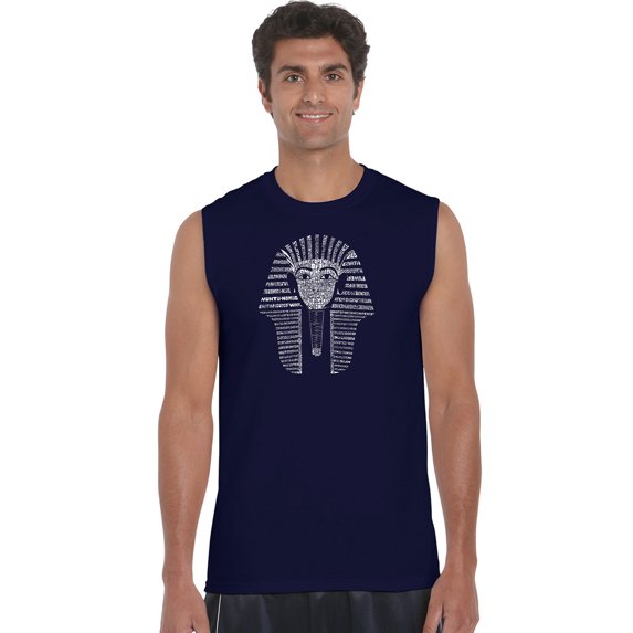 LA Pop Art Men's Word Art Sleeveless T-shirt - KING TUT