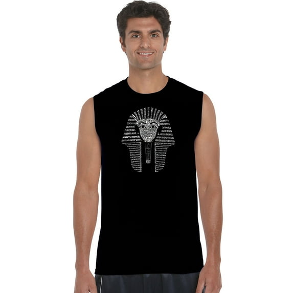 LA Pop Art Men's Word Art Sleeveless T-shirt - KING TUT