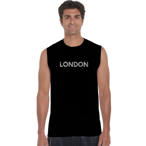 LA Pop Art Men's Word Art Sleeveless T-shirt - LONDON NEIGHBORHOODS