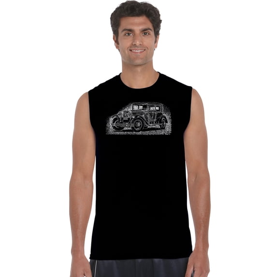 LA Pop Art Men's Word Art Sleeveless T-shirt - Legendary Mobsters