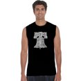 thumbnail image 1 of LA Pop Art Men's Word Art Sleeveless T-shirt - Liberty Bell, 1 of 2