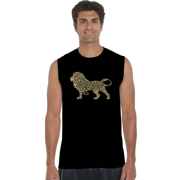 LA Pop Art Men's Word Art Sleeveless T-shirt - Lion