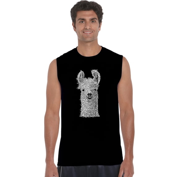 LA Pop Art Men's Word Art Sleeveless T-shirt - Llama