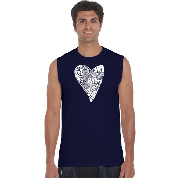 LA Pop Art Men's Word Art Sleeveless T-shirt - Lots of Love