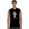 thumbnail image 1 of LA Pop Art Men's Word Art Sleeveless T-shirt - Love Trumps Hate Fist, 1 of 2