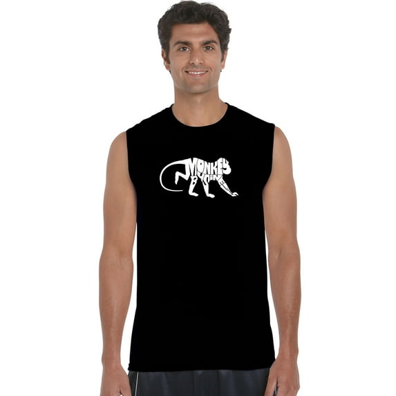 LA Pop Art Men's Word Art Sleeveless T-shirt - Monkey Business