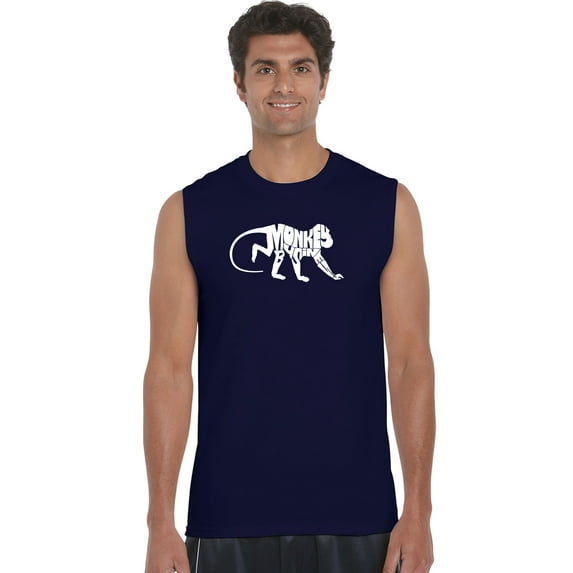 LA Pop Art Men's Word Art Sleeveless T-shirt - Monkey Business