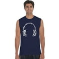 thumbnail image 1 of LA Pop Art Men's Word Art Sleeveless T-shirt - Music Note Headphones, 1 of 2