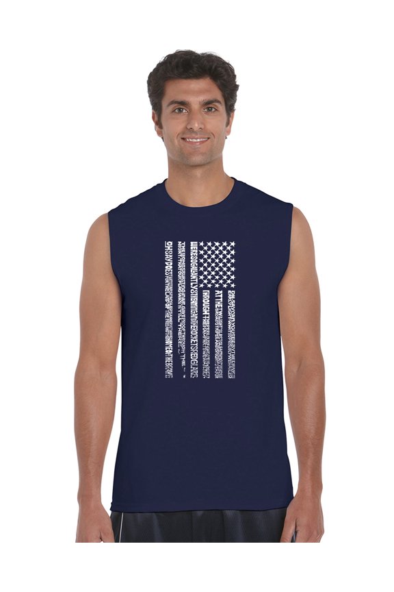 Men's Word Art Sleeveless T-shirt - National Anthem Flag