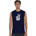 thumbnail image 1 of LA Pop Art Men's Word Art Sleeveless T-shirt - PEACE FINGERS, 1 of 2