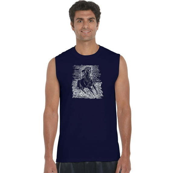 LA Pop Art Men's Word Art Sleeveless T-shirt - POPULAR HORSE BREEDS